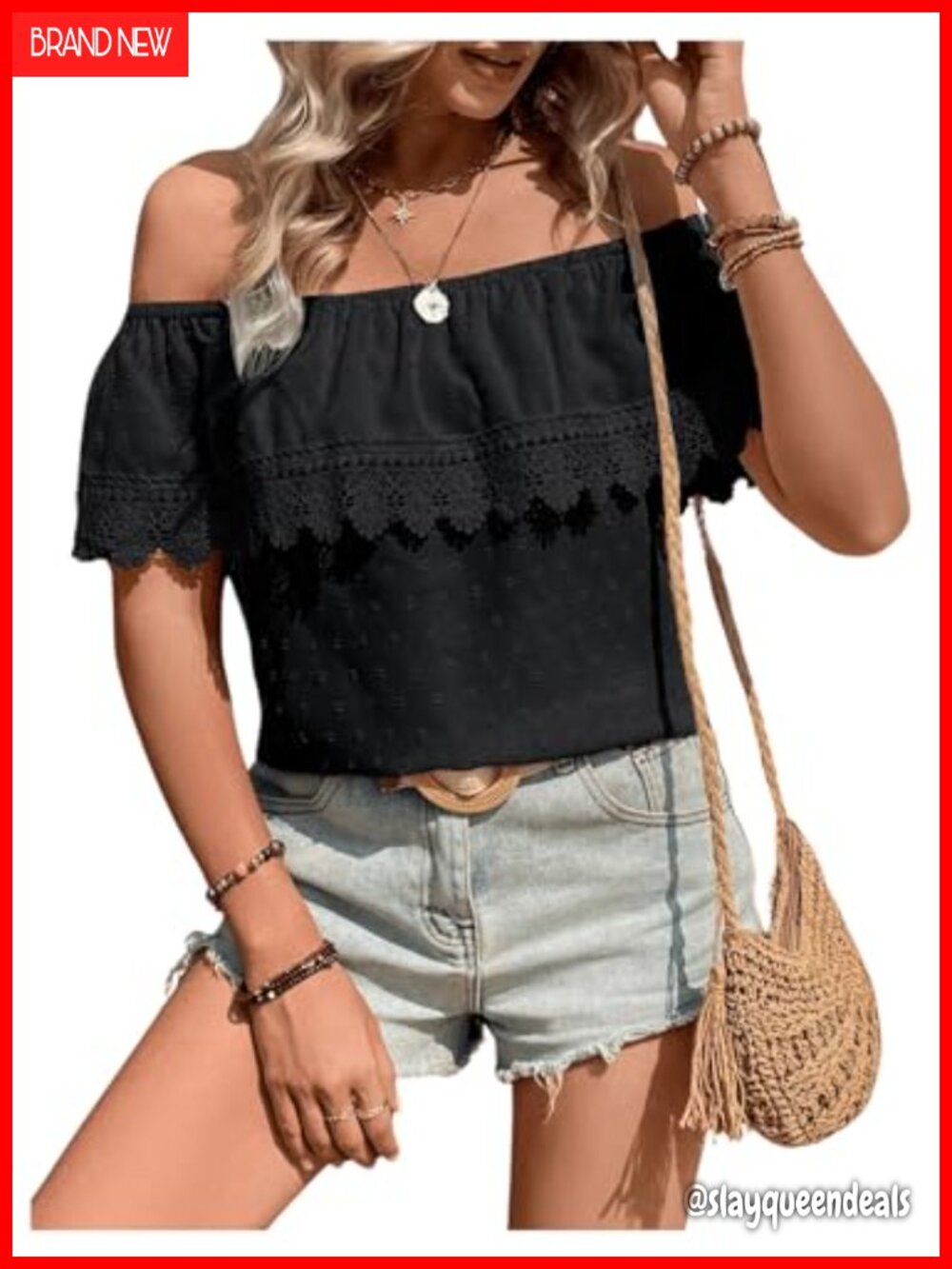 Boho Off Shoulder Lace Blouse Summer Top